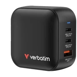 Verbatim Cargador de Pared Universal GaN 70W Mini 3 Puertos (2xUSB-C, 1xUSB-A) para Viaje